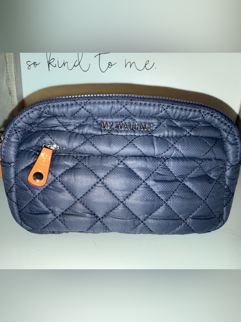 MZ Wallace navy blue small belt bag-gently used